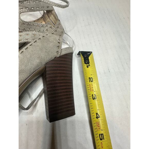 Kaari Size 7.5 Hannah Open Toe Lace Tie Up Cutout Heel Sandal Gray Vacation Boho - Picture 2 of 11